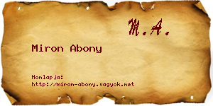 Miron Abony névjegykártya